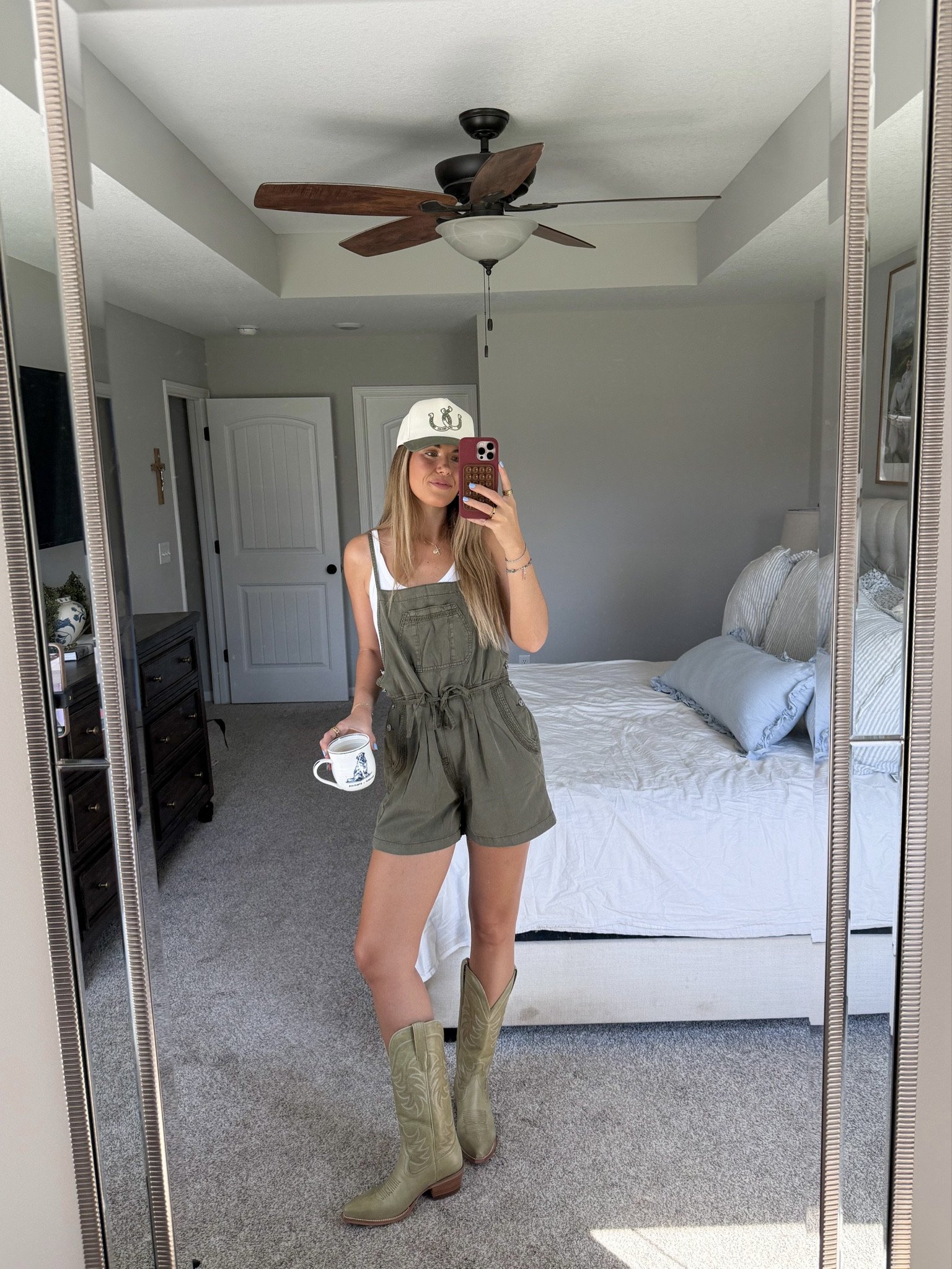 size down half size in boots! size small in tank top and XS in overalls 

#LTKootd #LTKdayinmylife #LTKTall