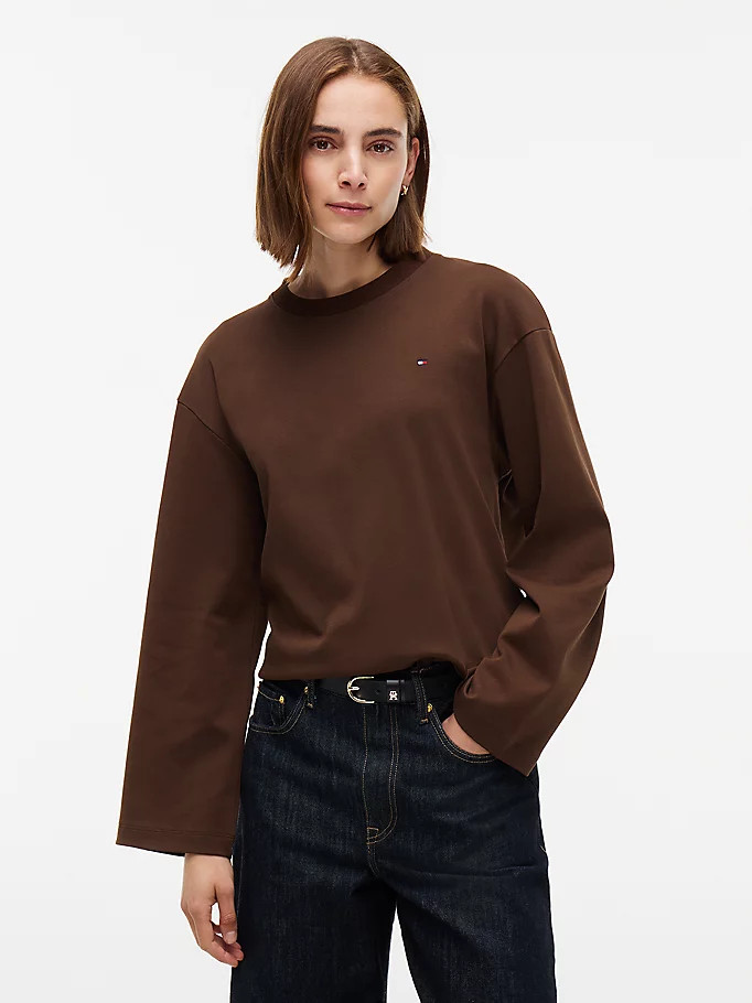 Interlock Knit Relaxed Long Sleeve T-Shirt | Tommy Hilfiger UK