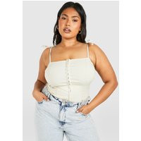 Womens Plus Hook And Eye Tie Shoulder Corset Top - Beige - 16 | boohoo (US & Canada)