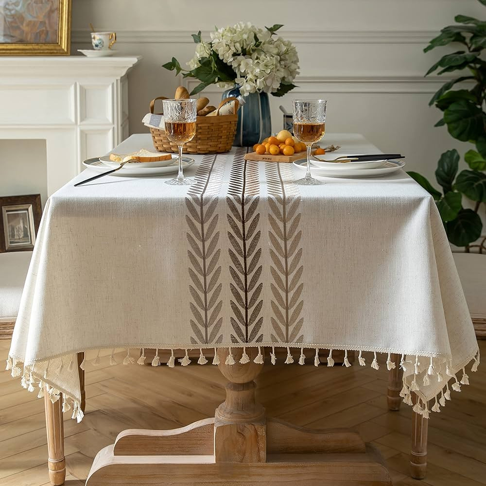 Oubonun Tablecloth for Dining Table Rustic Farmhouse Kitchen Table Cloth Coffee Table Cover, Cott... | Amazon (US)