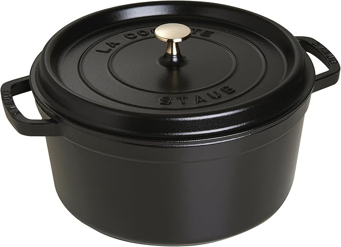STAUB Cast Iron Dutch Oven 7-qt Round Cocotte, Serves 7- 8, Made in France, Black Matte | Amazon (US)