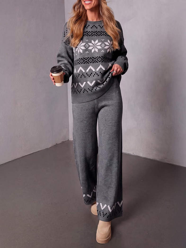 Long Sleeve Pullover Top, Wide Leg Pants, Casual Travel Airport Outfits, Sweater Pants Outfit, Fa... | Amazon (US)