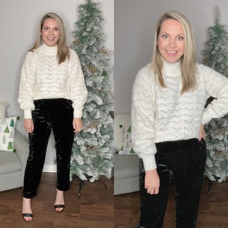 Size small sweater and size small velvet pants   

Holiday outfit, Christmas outfit, Christmas style, Walmart style, Christmas tree, nye outfit, New Year’s Eve outfit 

#LTKstyletip #LTKSeasonal #LTKHoliday