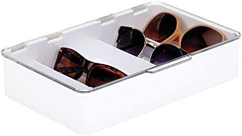 mDesign Plastic Stackable Eyeglass Case Storage Organizer with Hinged Lid for Unisex Sunglasses, Rea | Amazon (US)