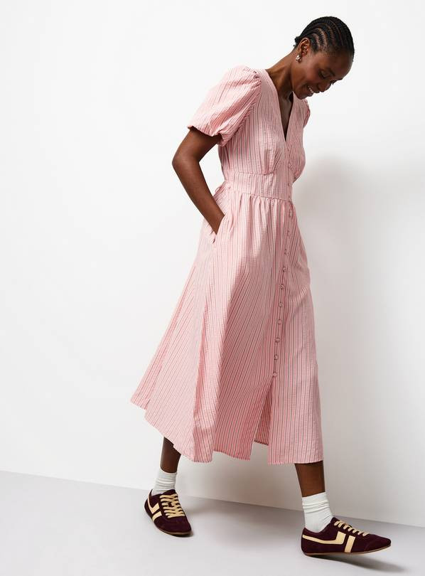 Pink V-Neck Striped Midaxi Tea Dress 14 | Tu Clothing