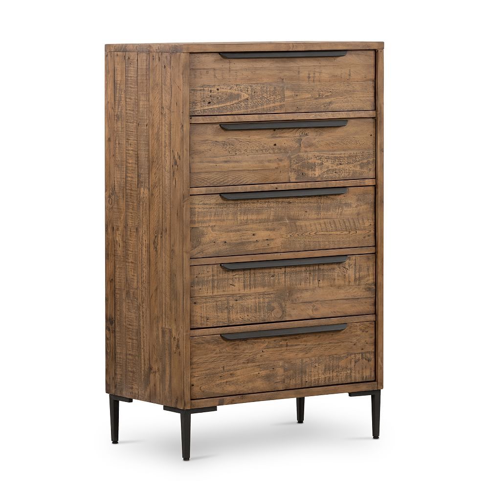 Wyeth 5-Drawer Tall Dresser, Rustic Sandalwood | Pottery Barn Teen