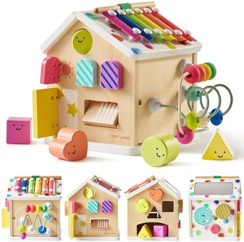 Tiny Land 9-in-1 Wooden Activity Cube, Montessori Baby Activity Center for 1+ Year Old, Education... | Amazon (US)