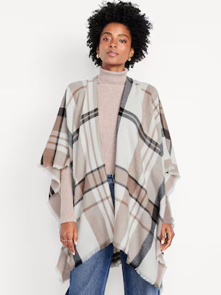 Flannel Fringe Poncho | Old Navy (US)