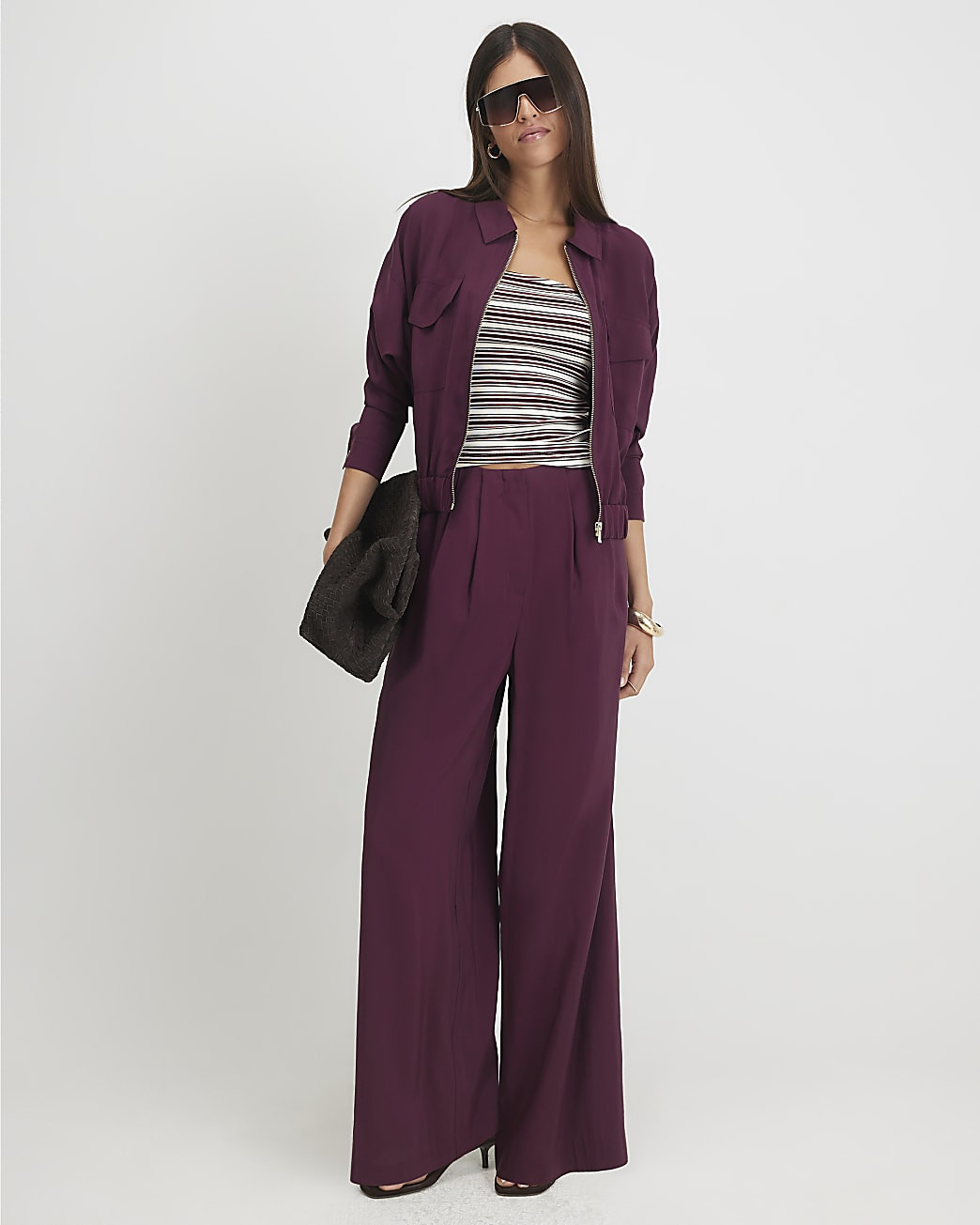 Burgundy Bomber Jacket | River Island UK & IE