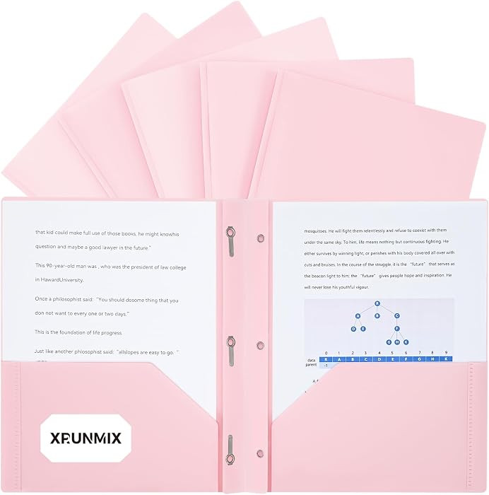 Two-Pocket-Folders with 3 Prongs, Letter Size Plastic Folders with Pockets and Prongs, Poly Plast... | Amazon (US)