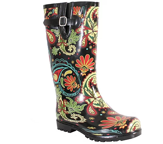 Nomad Rubber Rain Boots - Puddles Paisley - QVC.com | QVC