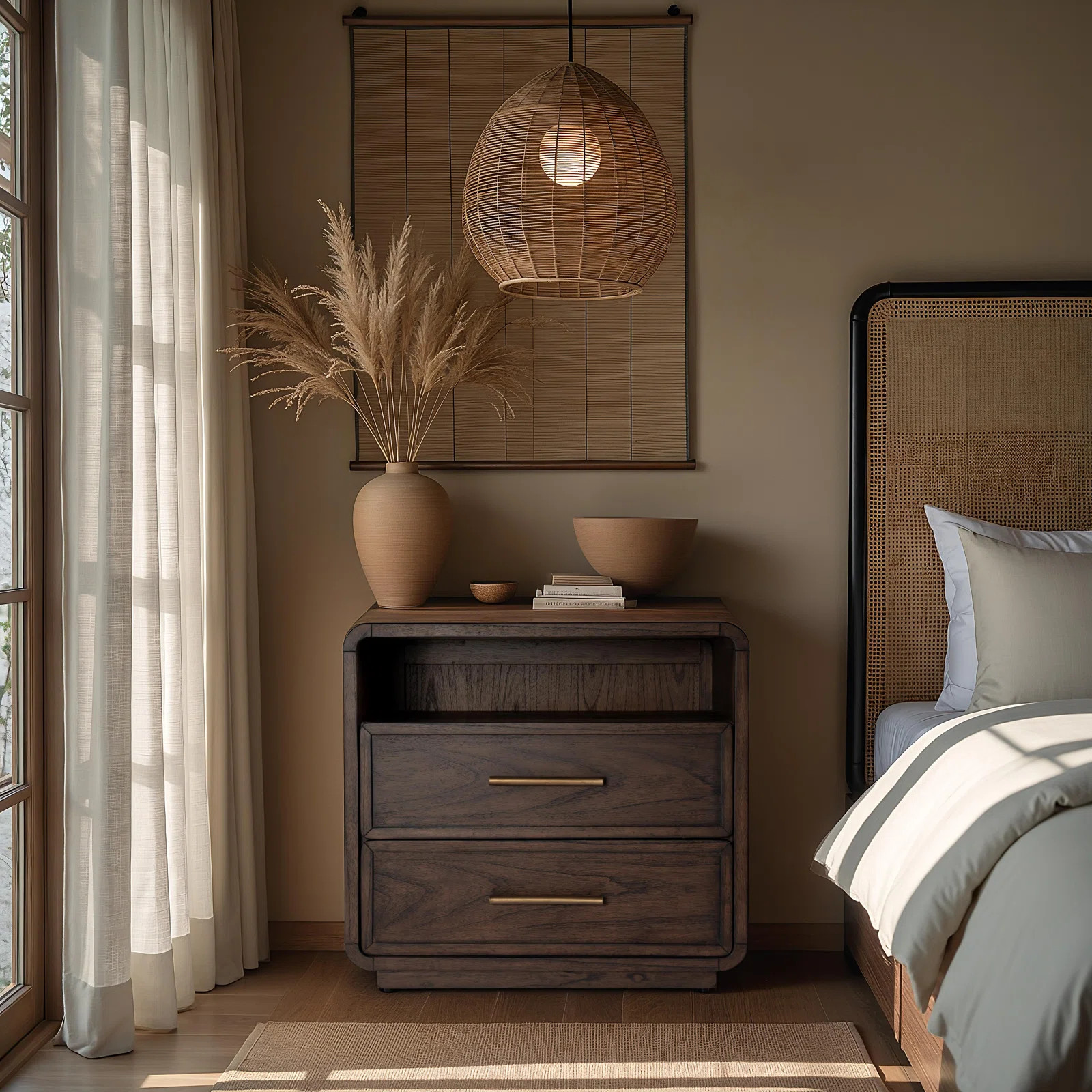 Brewster 2-Drawer Nightstand, Dark Espresso Brown | Wayfair North America