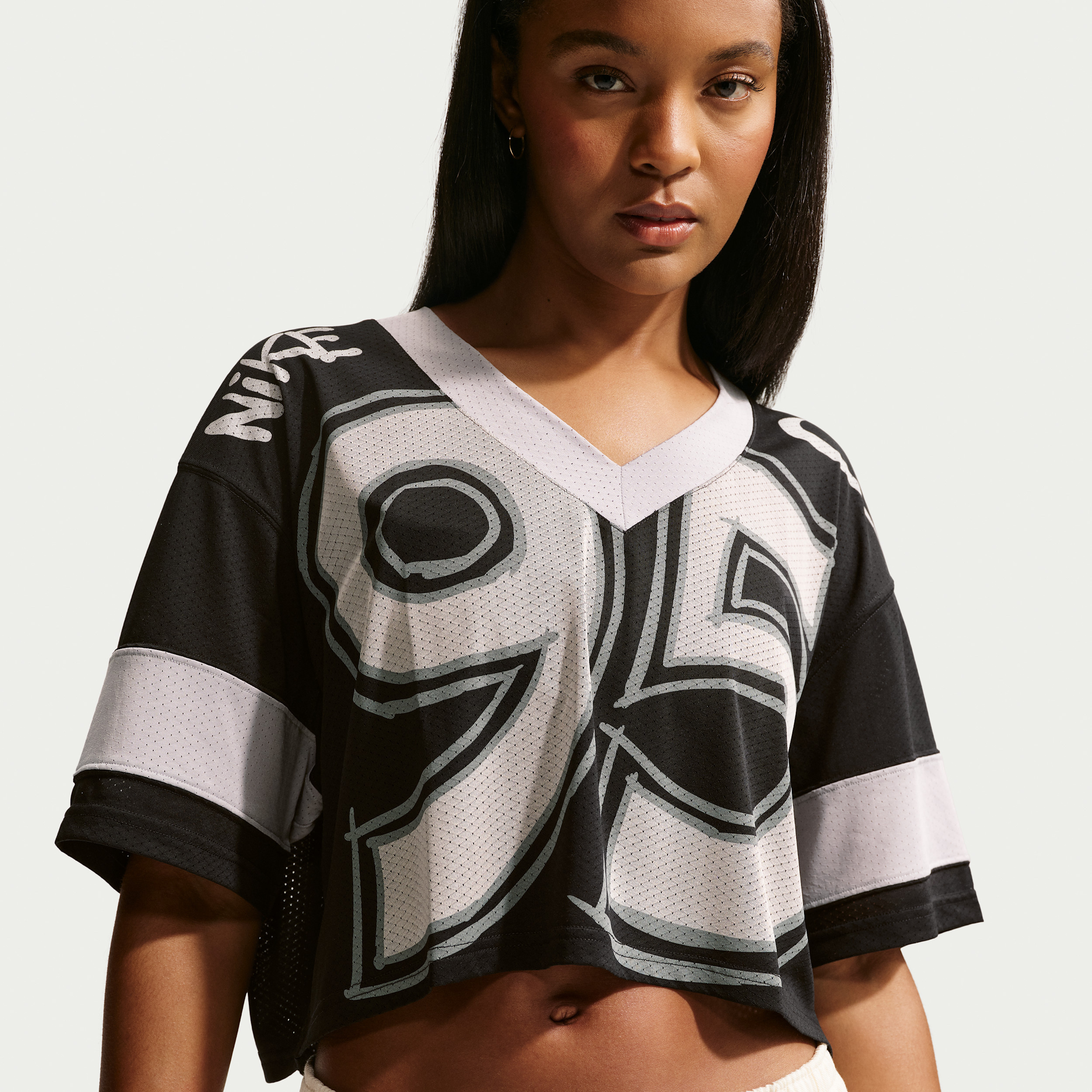 Women's Nike Sportswear Oversized Cropped Jersey in Black | IQ0063-010 | Nike (US)