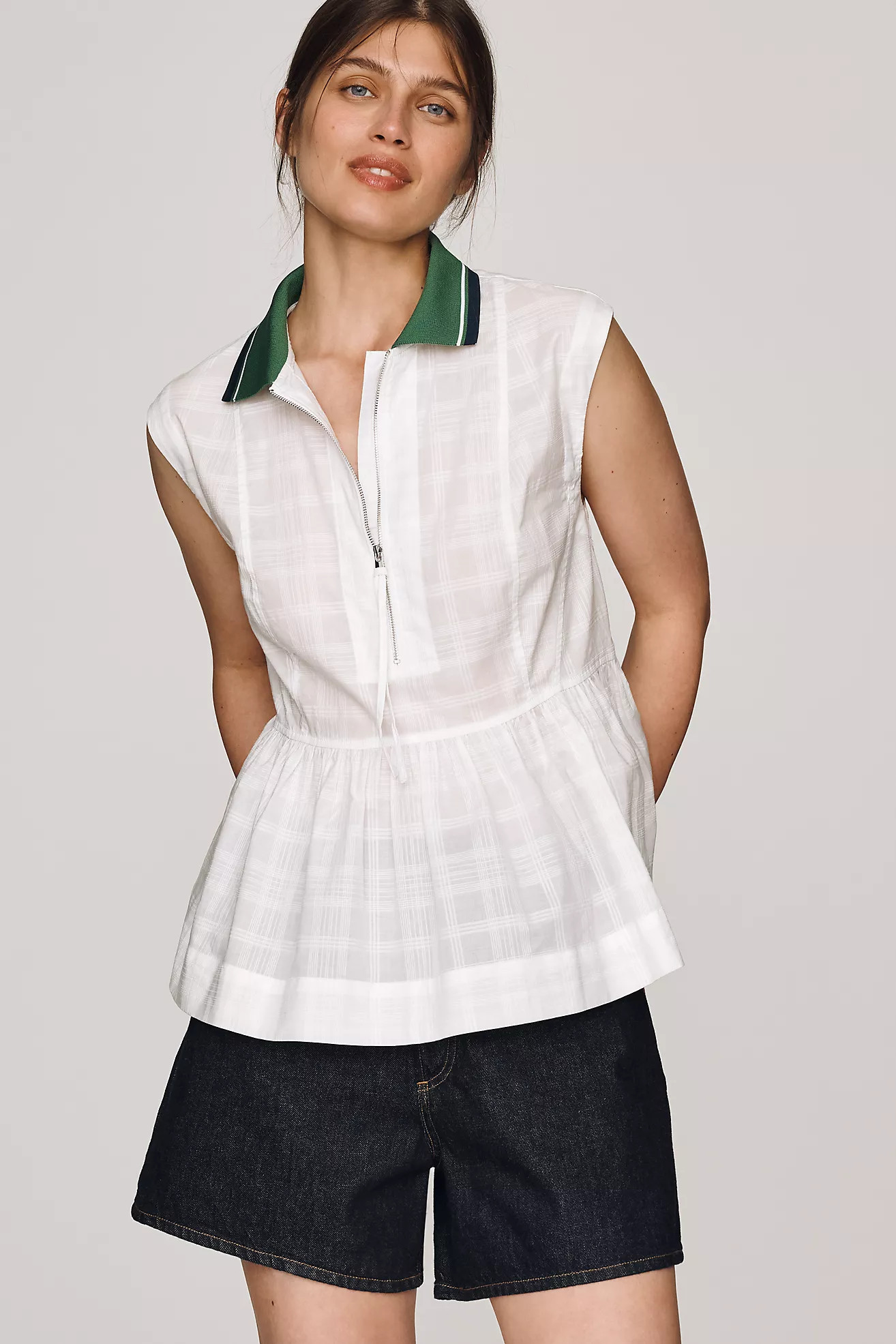 Maeve 100% Cotton Zip-Front Top | Anthropologie (US)