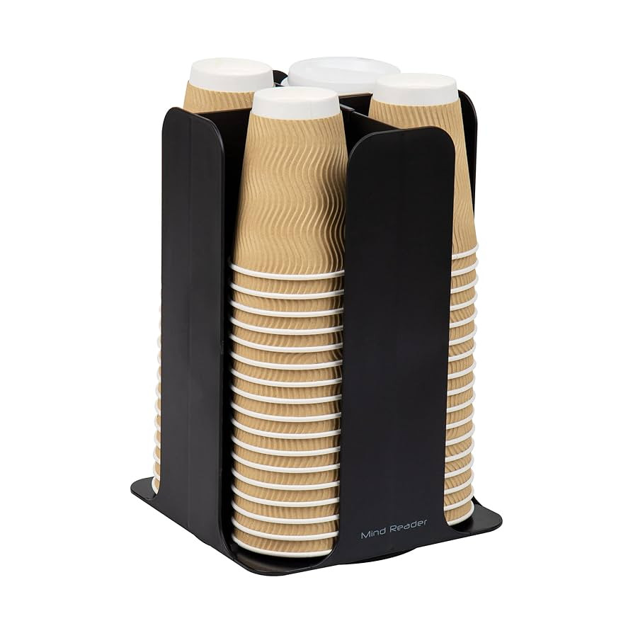 Mind Reader Cup and Lid Carousel, Countertop Org, Coffee Bar, Beverage Cup Holder, Plastic, 7.75"... | Amazon (US)