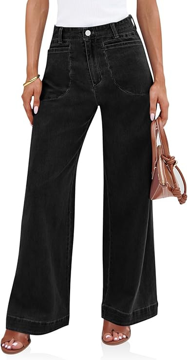 Cicy Bell Womens Wide Leg Jeans High Waisted Stretchy Baggy Loose Denim Casual Pants with Pockets | Amazon (US)