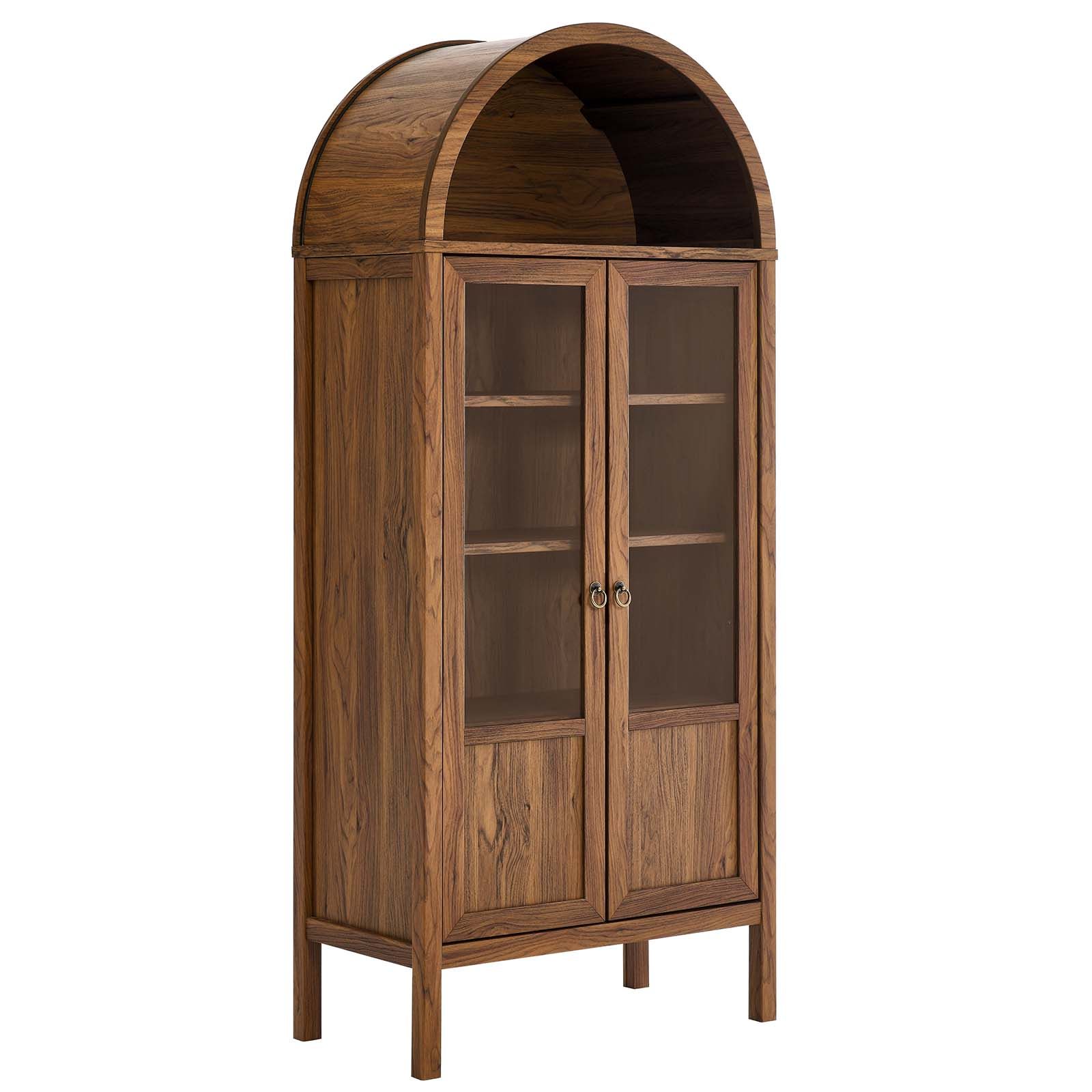 Modway Tessa Wood Tall Storage Display Cabinet with Rounded Arched Top in Walnut | Walmart (US)