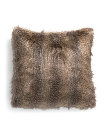 Made In Usa 26x26 Oversized Luxe Zima Woodland Faux Fur Pillow | TJ Maxx