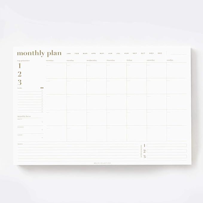 Bliss Collections Monthly Planner, Gold, Undated Desk Calendar and Planner for Organizing and Schedu | Amazon (US)