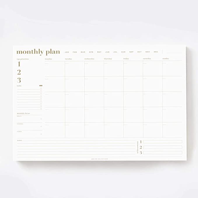 Bliss Collections Monthly Planner, Gold, Undated Desk Calendar and Planner for Organizing and Sch... | Amazon (US)