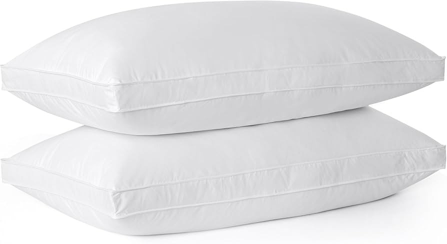 Bafode Goose Down Feather Gusseted Bed Pillows, Pillows Standard Size Set of 2, 100% Soft Cotton ... | Amazon (US)