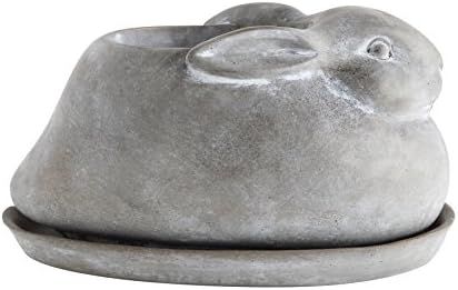 Creative Co-Op Cement Rabbit Planter with Saucer (Set of 2 Pieces) | Amazon (US)