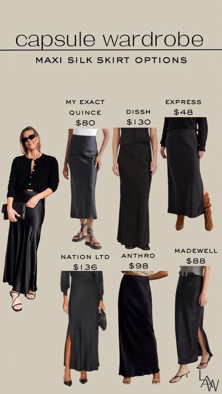 Black Maxi Silk Skirt Options

#LTKfindsunder50 #LTKstyletip #LTKfindsunder100