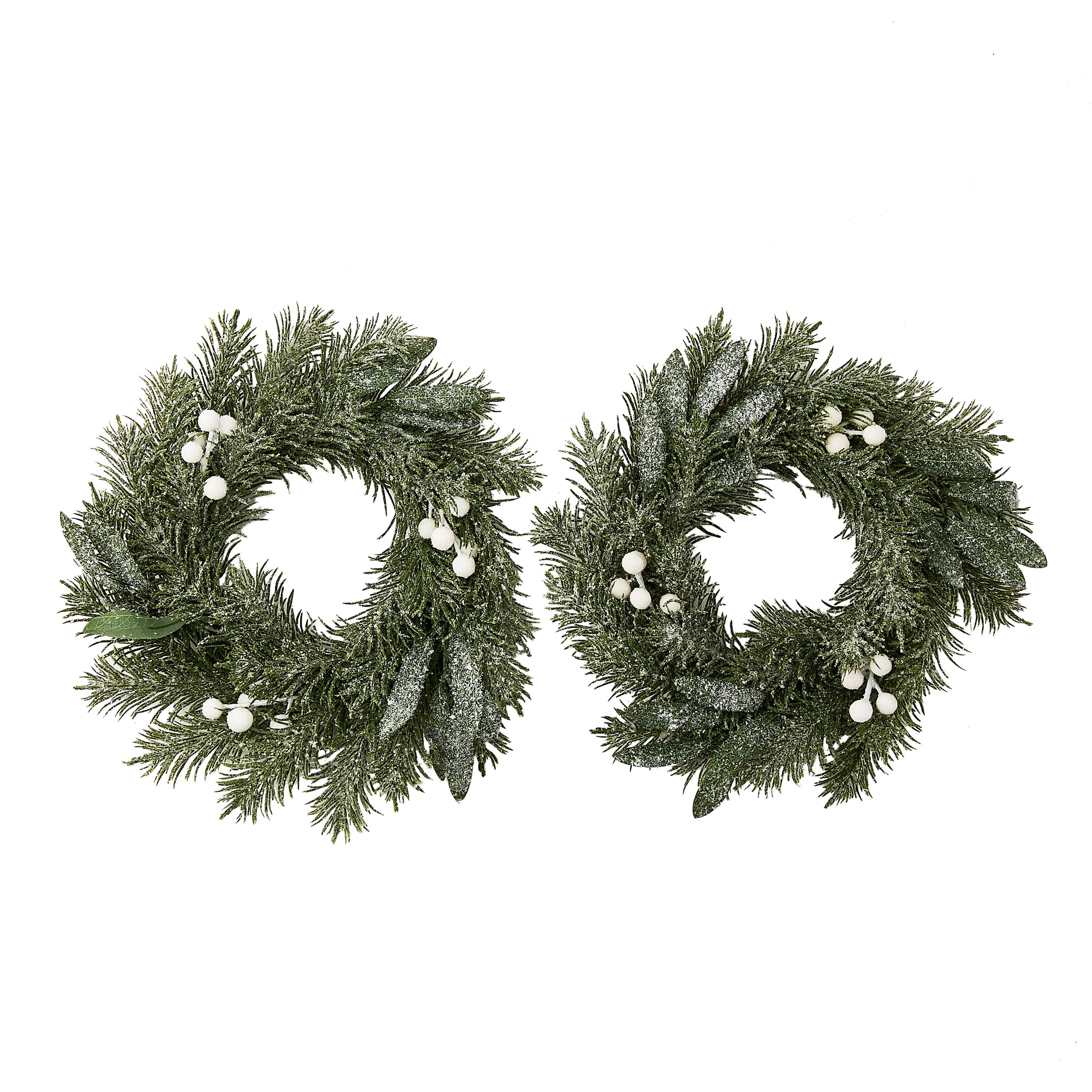 Pine Frosted Christmas Wreaths, Green and White, 28", 2 Count, by Holiday Time | Walmart (US)