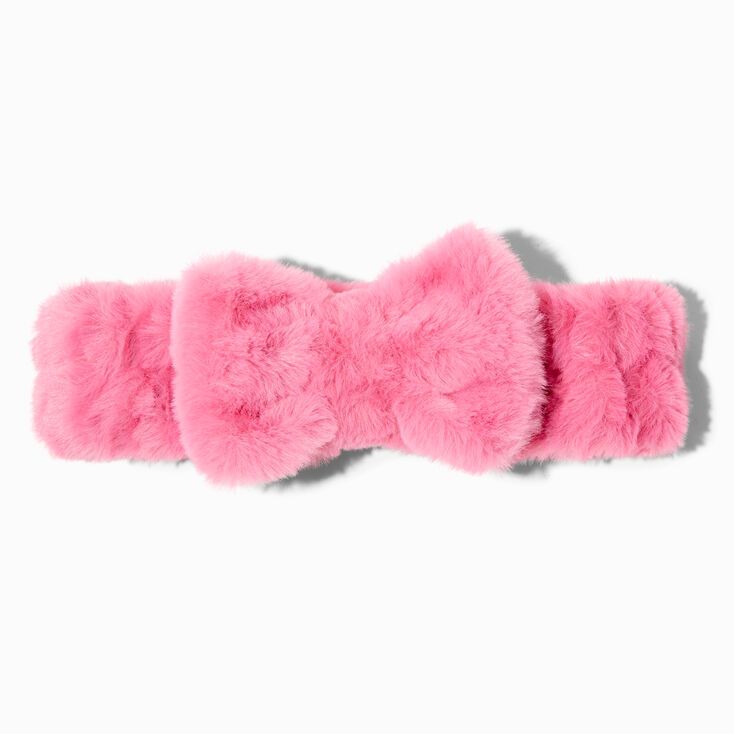 Hot Pink Furry Makeup Bow Headwrap | Claire's (US)