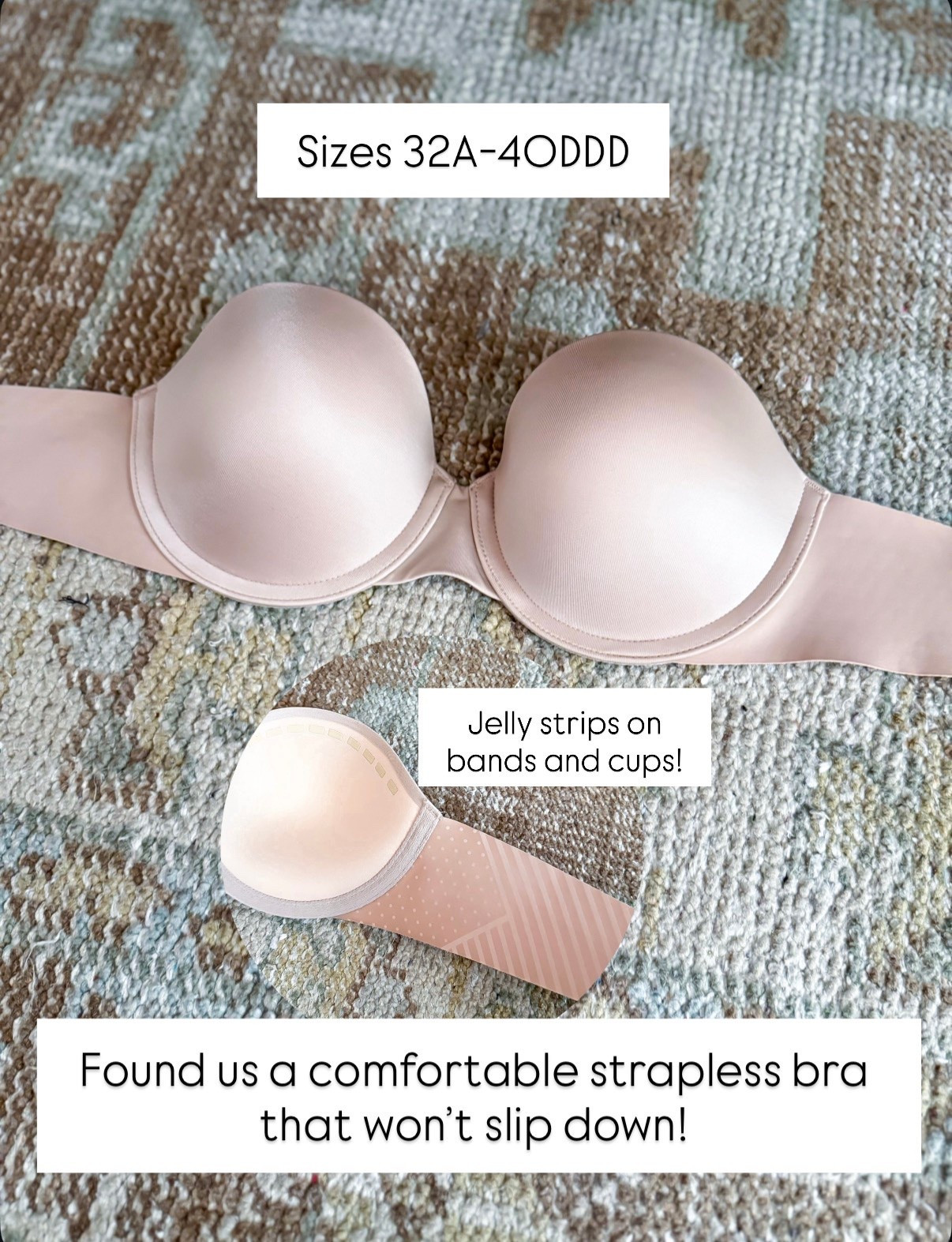 I love this strapless bra! It has jelly stripes on the sides and cups so it doesn’t slip down! Sizes 32A-40DDD. Very comfortable, too! Code LISAMARIEXSPANX on first time purchases.

#LTKootd #LTKPetite #LTKWedding