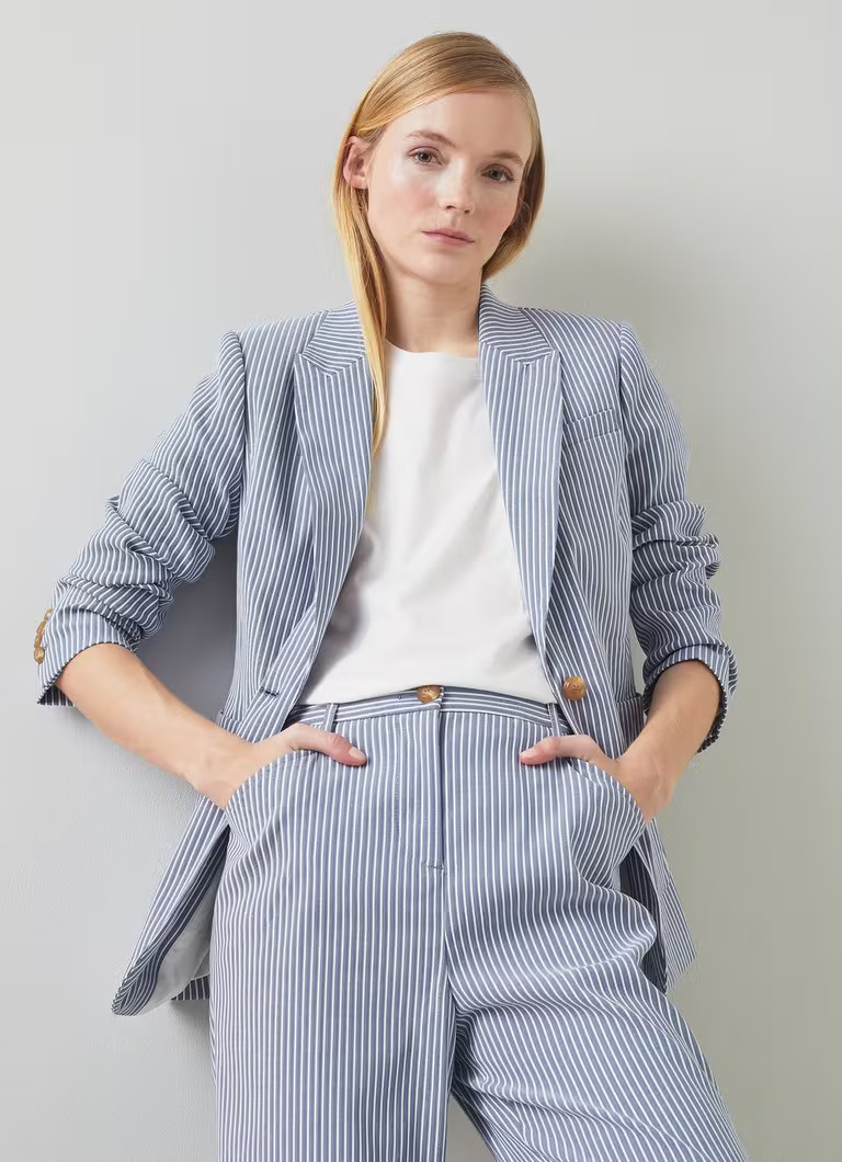 Gene Blue And White Stripe Cotton-Rich Jacket | L.K. Bennett (UK)
