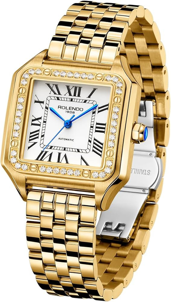 Automatic Watch for Women, Luxury Square Watch, Roman Numerals, 33mm Ladies Watch Elegant, Stainl... | Amazon (US)