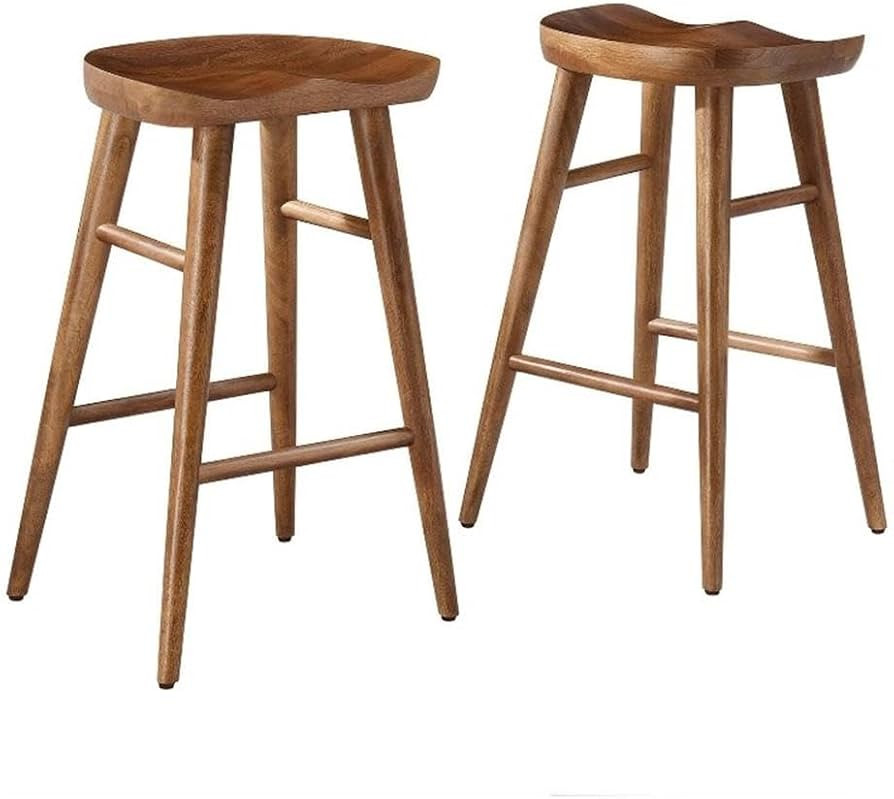 Modway EEI-6739-WAL Saville Backless Wood Counter Stools - Set of 2, Walnut | Amazon (US)