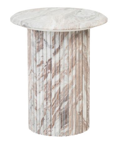 Solid Marble Side Table With Ribbed Base | TJ Maxx