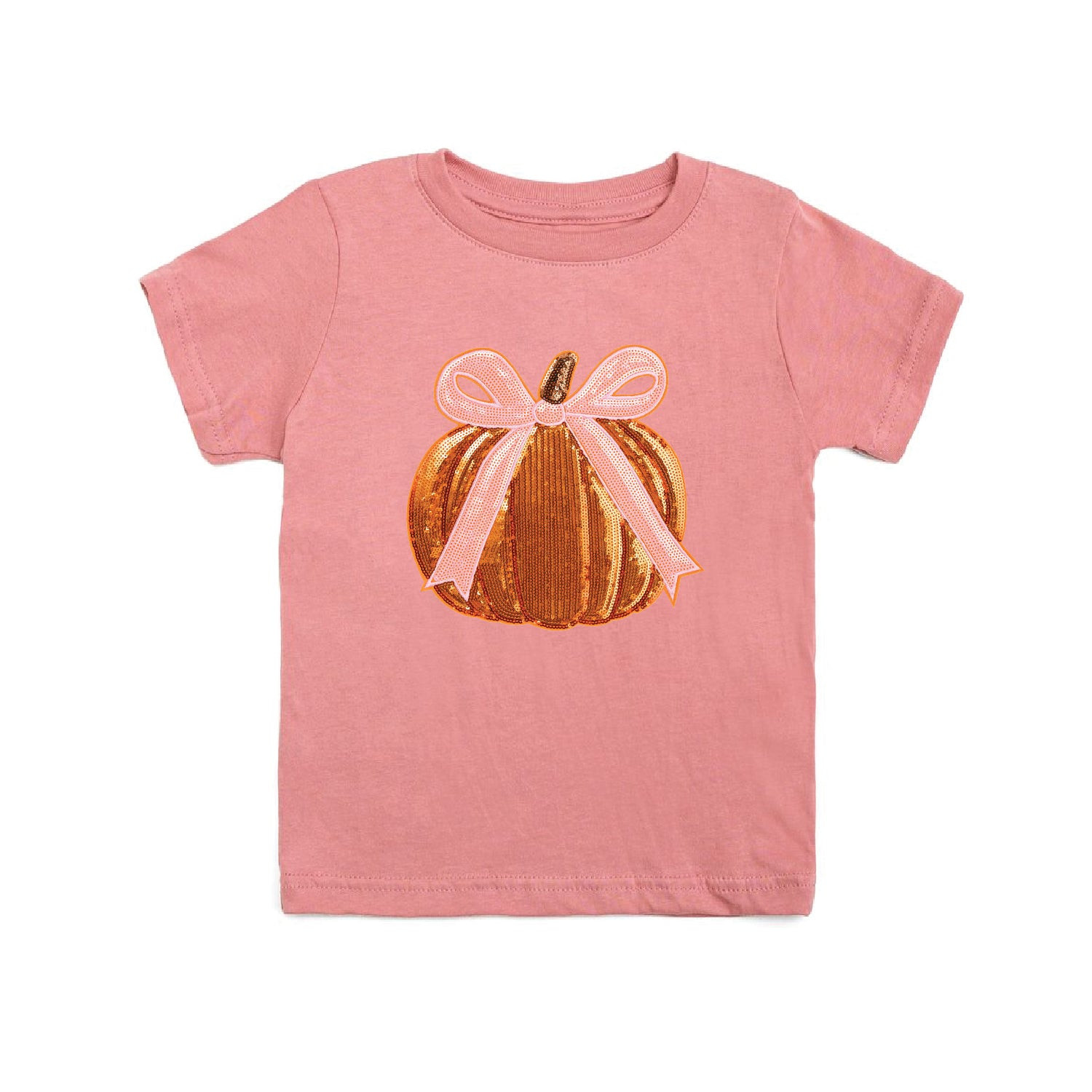 Coquette Pumpkin Sequin Patch Short Sleeve T-Shirt | Sweet Wink