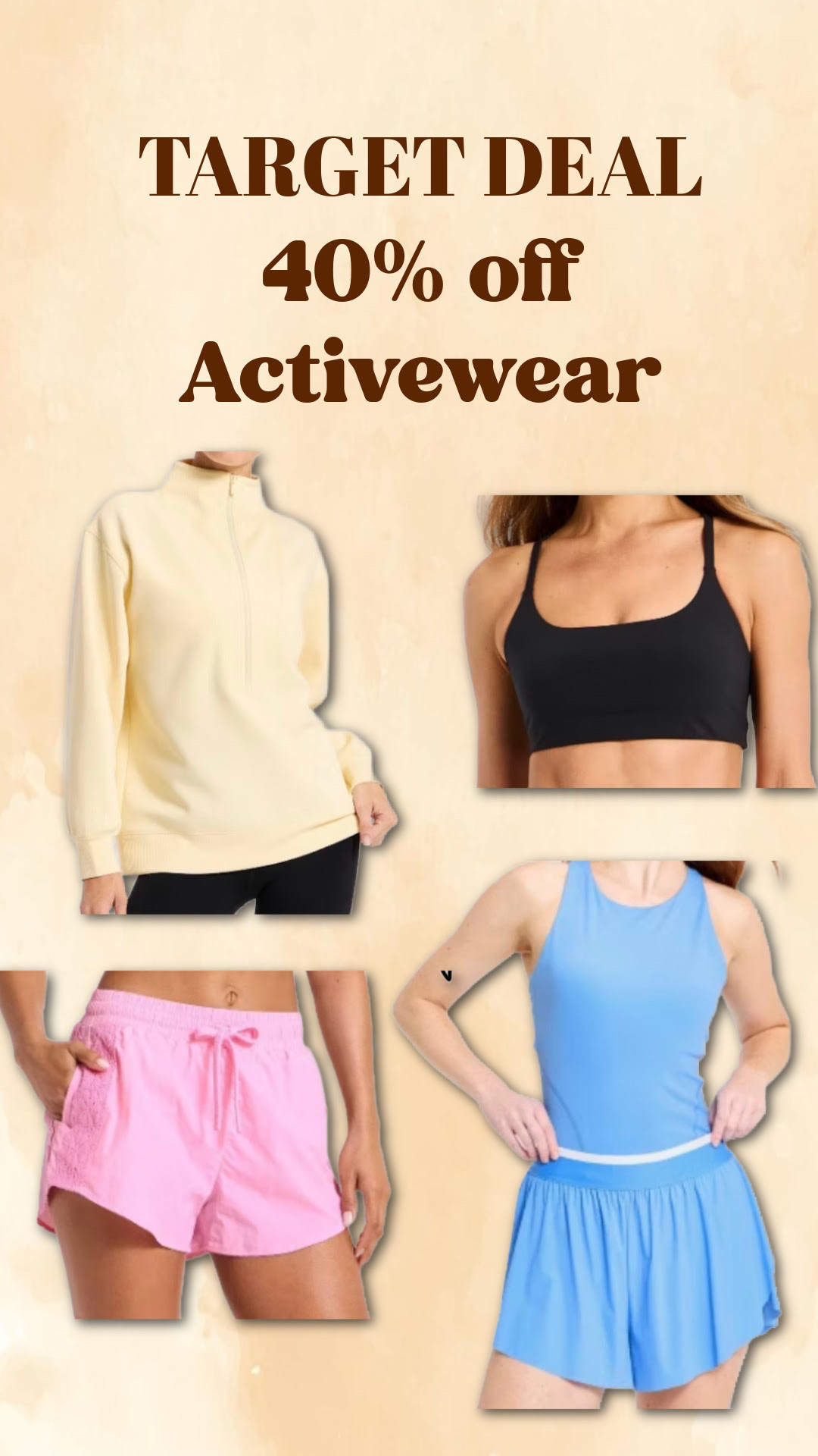 Target Daily Deals!  40% off activewear Today Only!

Sarah Joy, fitness, Target Sales 

 

#LTKfitnessgoals #LTKSeasonal #LTKSaleAlert