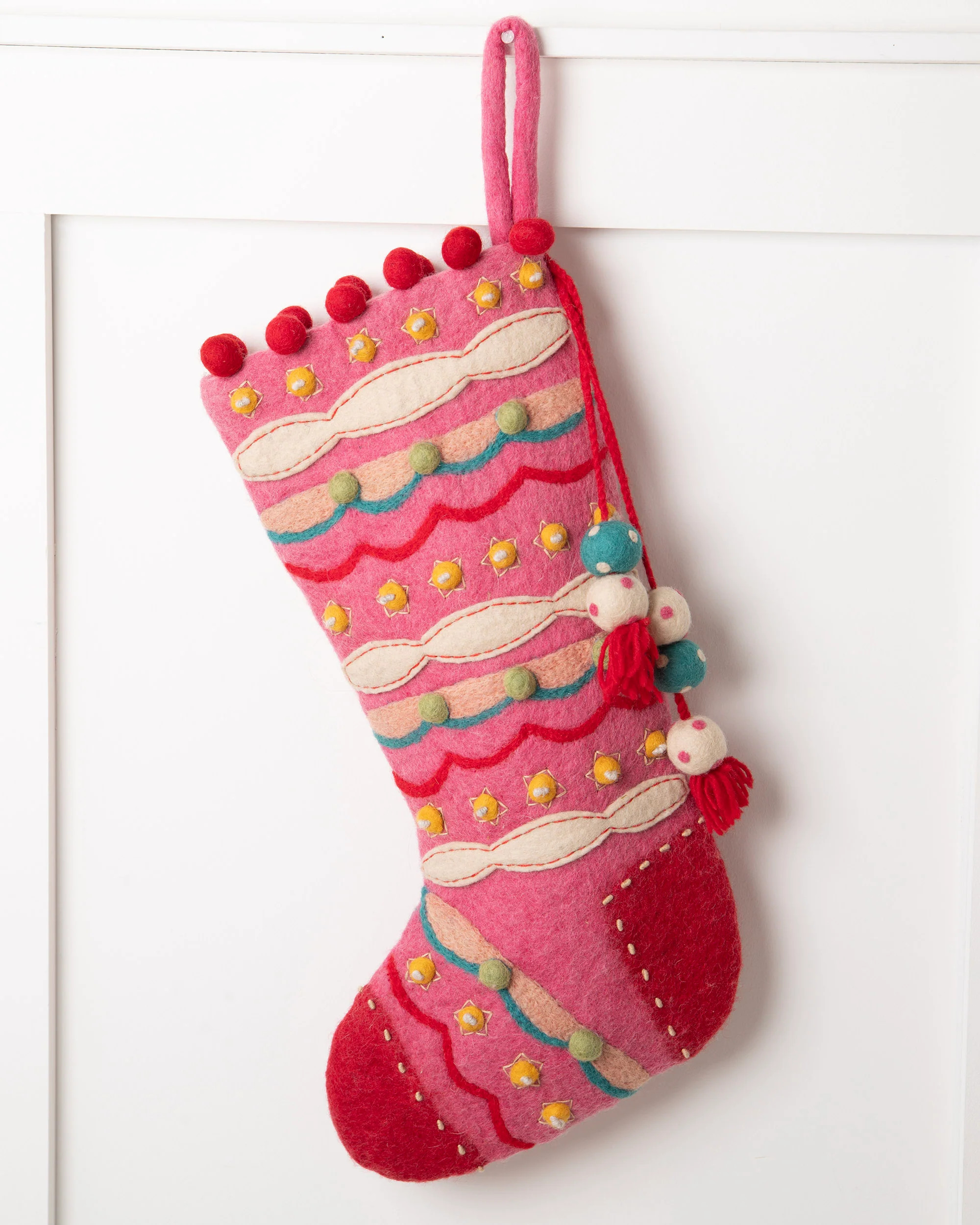 Evergreen Pink - Evergreen Stocking - French Knot | Printfresh