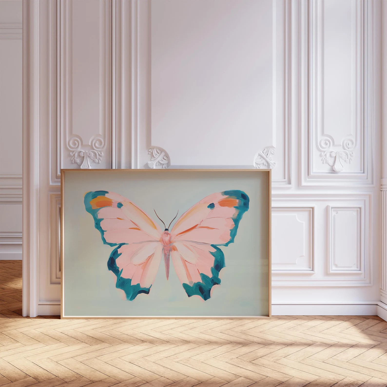 Colorful Butterfly Printable Wall Art, Pastel Pink Teal Girl's Room Decor, Butterfly Print, Tween... | Etsy (US)