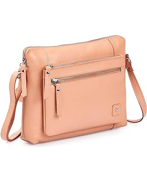 Small Soft Pebbled Real Leather Crossbody Handbags & Purses - Triple Zip Premium Sling Crossover ... | Amazon (US)