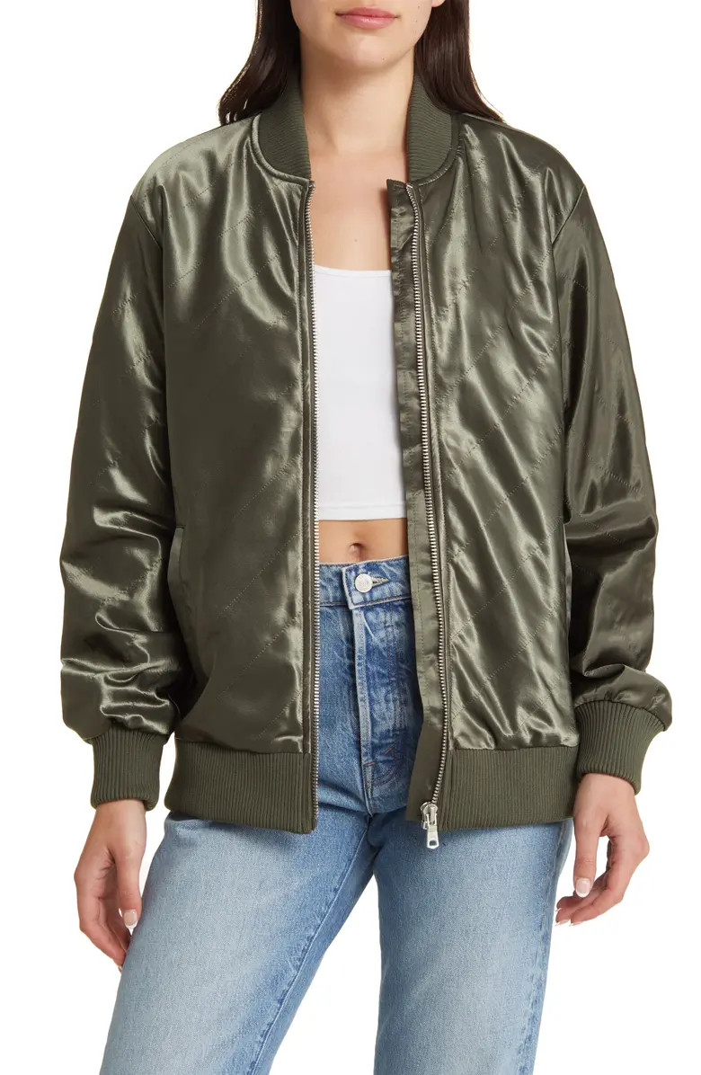 Avec Les Filles Satin Bomber Jacket | Nordstrom | Nordstrom