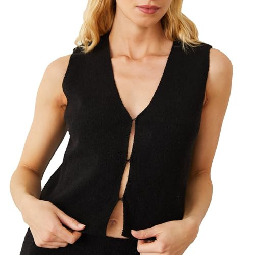 Y2k Crochet Vest Tops for Women Summer Sleeveless Sweater Vest Shirt Front Tie Knit Tops Fashion Streetwear (Black C, S) | Amazon (US)
