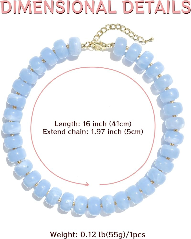 Badu Colorful Chunky Beaded Necklace for Women,Acrylic Bead Choker Statement Necklace Cute Trendy... | Amazon (US)
