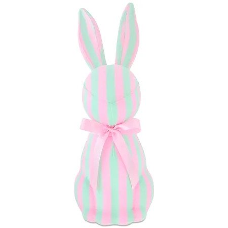 Striped Bunny Tabletop Decoration, Mint Green and Pink, 16", Easter by Way To Celebrate | Walmart (US)