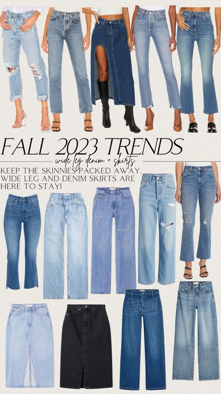 Fall 2023 trends: wide leg denim + skirts!

#denim #revolve #madewell #midiskirt #mididenimskirt #widelegjeans #jeans #lightwashdenim #darkwashdenim #abercrombie #falloutfits



#LTKworkwear #LTKstyletip #LTKSeasonal