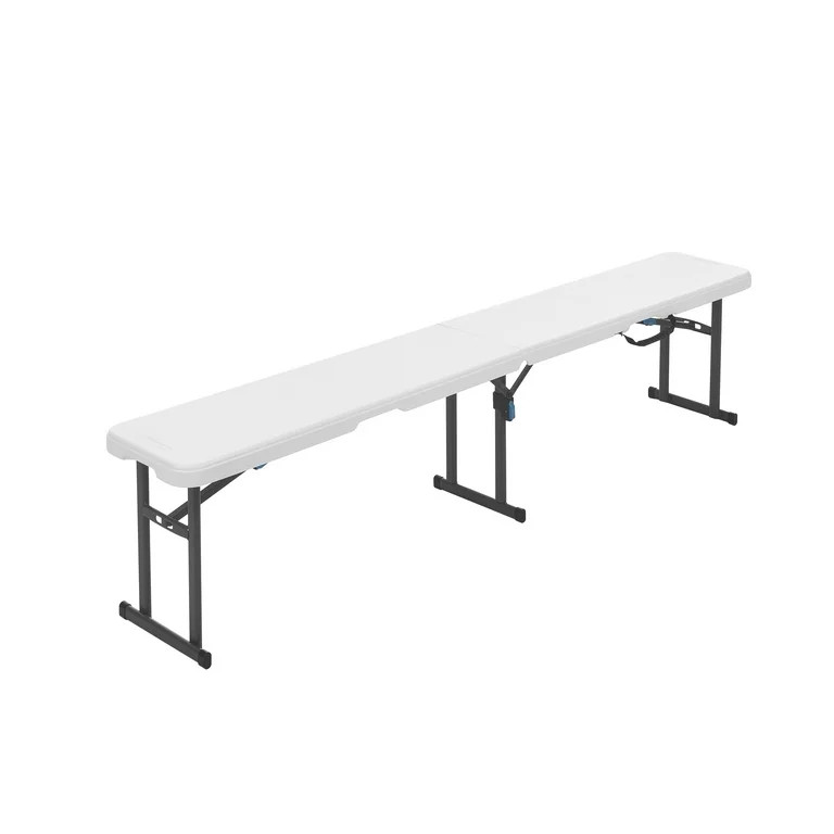 Mainstays 6 Foot Fold-in-Half Bench, Steel Frame, Indoor Outdoor, Includes Carry Handle, White | Walmart (US)