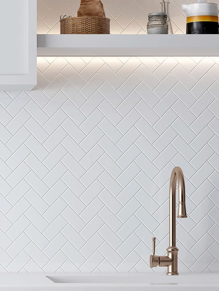 10 stks/set waterdichte PET-keukensticker, moderne witte muurrenovatiesticker voor keuken | SHEIN