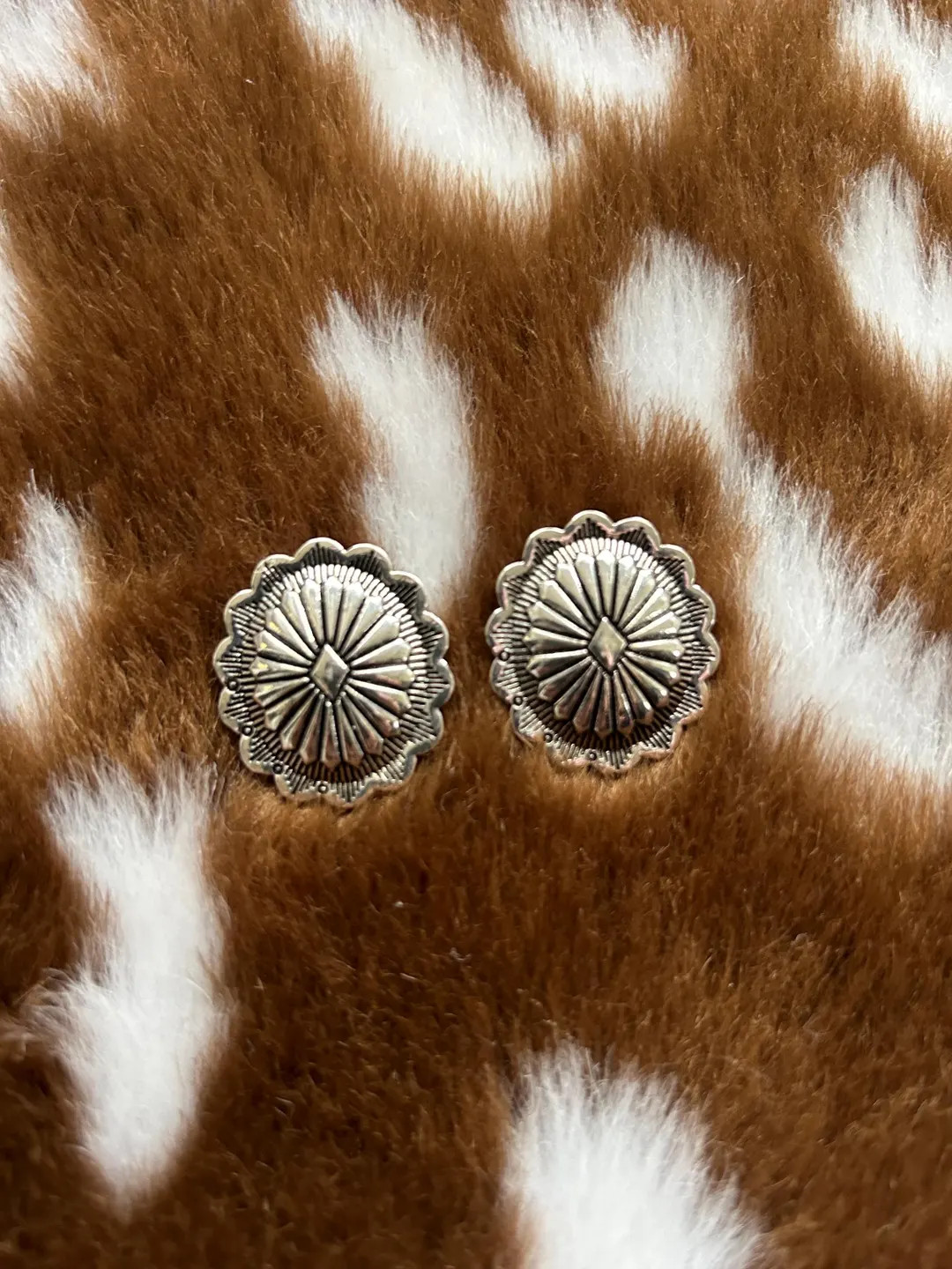 Silver Concho Stud Earrings - Etsy | Etsy (US)