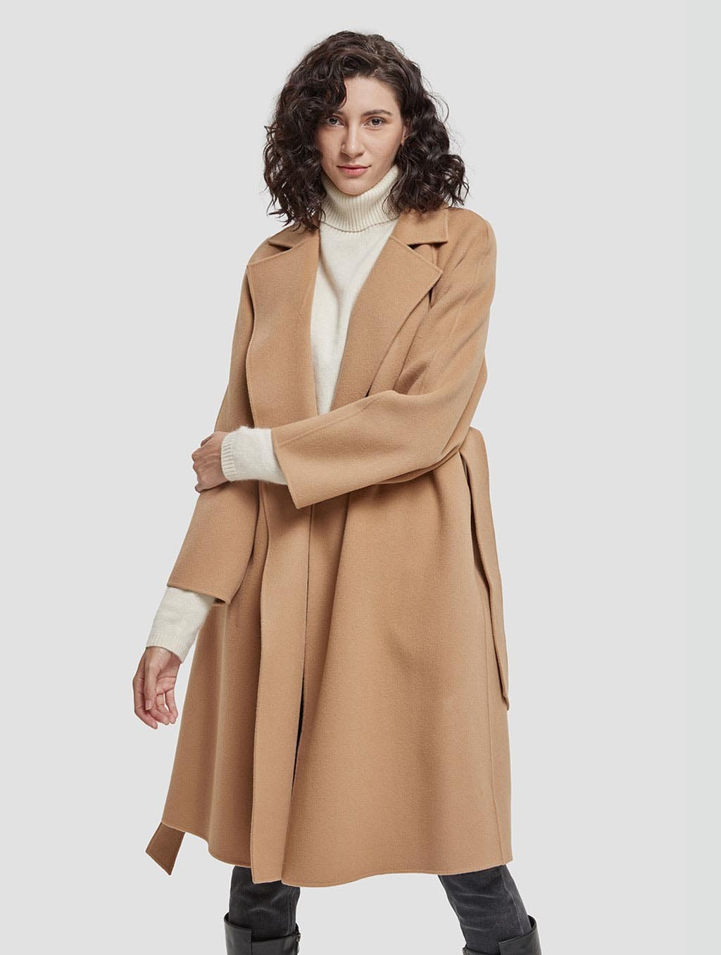 Tie-Waist Wool Wrap Coat | NAP Loungewear