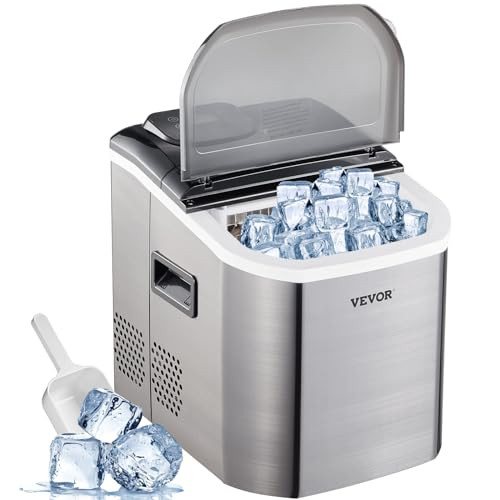 VEVOR Countertop Ice Maker, 40LBS/24H, Stainless Steel Crystal Clear Cube, Portable Ice Making Machine with LCD Display Control Panel and Ice Scoop for Home Bars Parties Commercial Use | Amazon (US)
