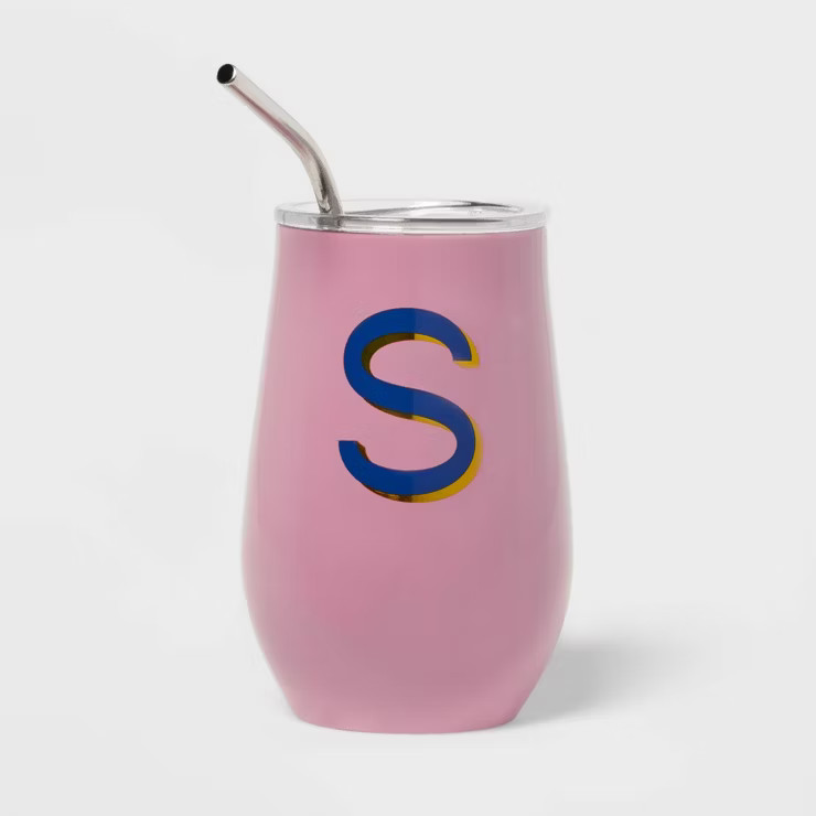 11.8oz Stainless Steel Double Walled Non-Vacuum Wine Tumbler with Lid and Straw - Opalhouse™ | Target